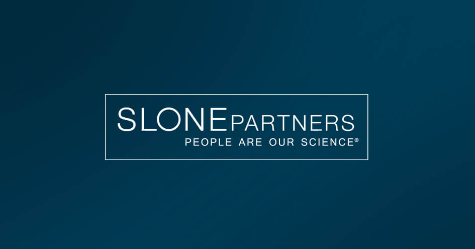 Slone Partners Logo on blue background